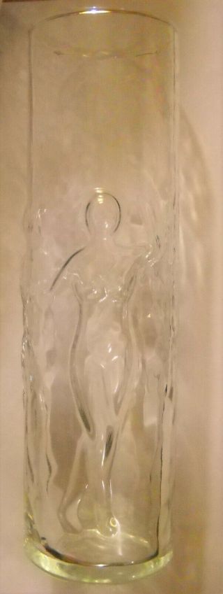 Vintage Libbey La Femme Nude Dancing 3d Women Drinking Glass Vase 8 3/4 "