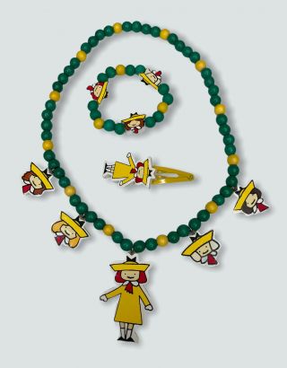 Madeline Beaded Necklace & Bracelet Set 1999 Crocodile Creek Green Yellow Vtg