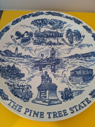 Vintage Souvenir Plate Maine The Pine Tree State