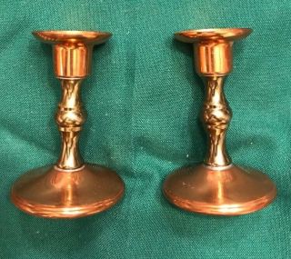 Pair Vintage Coppercraft Guild Copper & Brass Candle Holders,  Mcm H3.  5 "