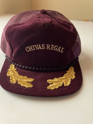 Vtg Maroon Chivas Regal Scotch Whiskey Trucker Hat Cap Adjustable Snapback