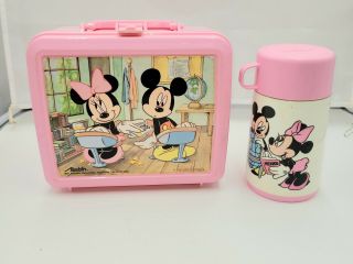 Mickey Minnie Mouse Walt Disney Vintage 80s Aladdin Plastic Lunchbox Lunch Box