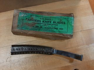 Vintage Heller Farrier Hoof Knife With Nos Replacement Blades