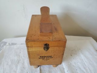 Vintage Wooden Esquire Shoe Valet De Luxe Shoeshine Kit Empty Box Dovetailed 2
