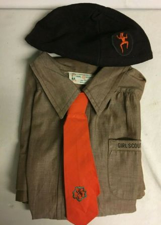 Vintage 1962 Official Brownie Girl Scout Uniform,  Hat,  Tie Estate