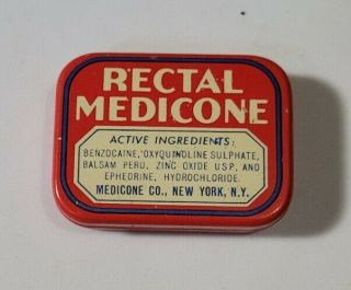 Vintage Rectal Medicone Supposity Advertising Tin Container