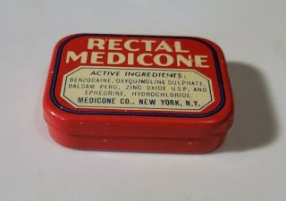 VINTAGE RECTAL MEDICONE SUPPOSITY ADVERTISING TIN CONTAINER 2
