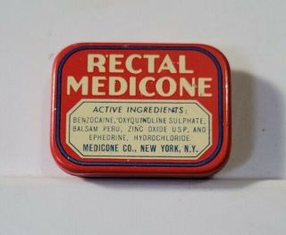 VINTAGE RECTAL MEDICONE SUPPOSITY ADVERTISING TIN CONTAINER 3