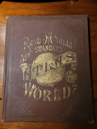 The Rand Mcnally Standard Atlas Of The World,  Illustrated In Color,  Rare,  1890