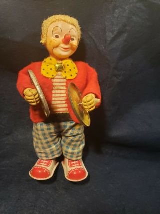 Vintage Wind Up Tin Toy Clown Made In Japan 1960s