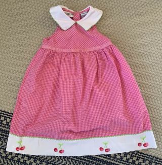 Vintage Youngland Dress Size 6 Pink Seersucker Cherry Cute