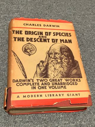 Origin Of Species Descent Of Man Charles Darwin 1936 Modern Library First Ed