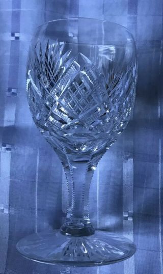 Vintage Crystal Wine Glass Etched Cut