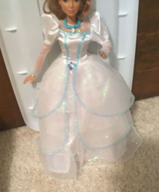 Vtg Barbie Doll Dress Gown Disney Princess Wedding Puffy Sleeve Sparkly Necklace