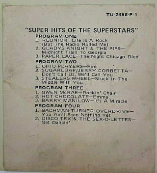 K - Tel Hits of superstars Volume 1 8 Track Tape CLASSIC ROCK Vintage 3