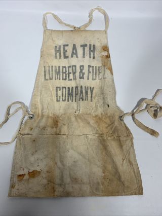 Vintage Canvas Nail Apron Health Lumber And Fuel Company Great Use Patina & Wear