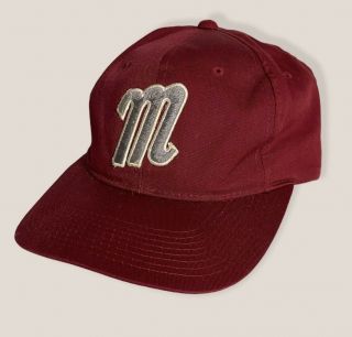 Vintage Marucci Sports Logo Burgundy Snapback Hat One Size Adjustable Baseball