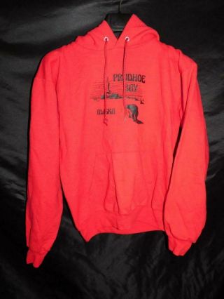 Vintage Prudhoe Bay Alaska S Red Hoodie Sweatshirt North Slope Oil Rig Hanes Sm