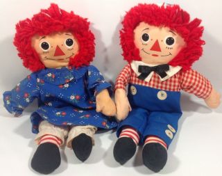 Vintage Raggedy Ann And Andy Playskool Cloth Dolls " I Love You " Printed On Chest