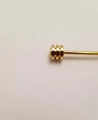 Gold Tone Tie Collar Bar Pin Grooved Barbell Ridged Lines Dumbbell Vintage 2