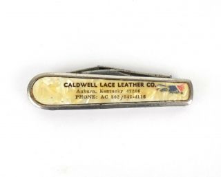 Vintage Colonial Advertising Pocket Knife Caldwell Leather Kentucky 1960s