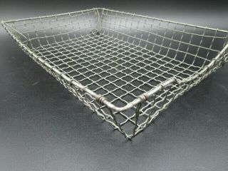 Vintage Metal Woven Wavy Wire Paper Tray Desk In Out Letter File Basket Holder