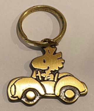 Snoopy - Woodstock In Car Vintage Aviva Brass Key Ring