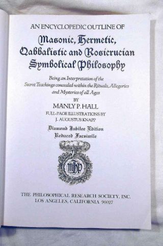 The Secret Teachings of All Ages by Manly P Hall Philos Research Society 1989 2