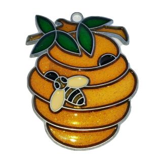 Vintage Makit Bakit Make It Bake It Stained Glass Suncatcher Bee Hive Honey