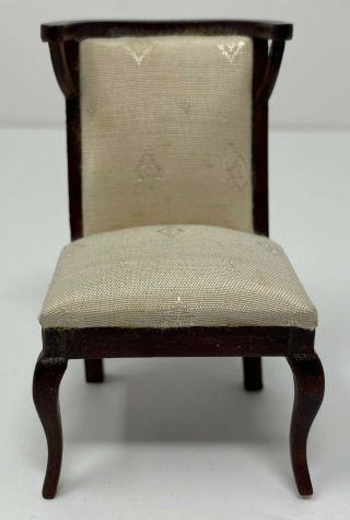 Vintage Dollhouse Miniature Wood Upholstered Side Chair