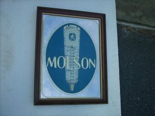 Vintage Molson Golden Bar Mirror Canadian Beer Advertising Sign Wooden Frame