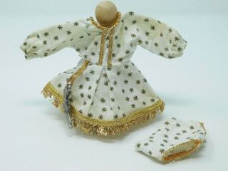 Vntg 1952 Vogue Ginny Rodeo Girl Dress & Panties,  Ivory W/ Gold Stars Tagged