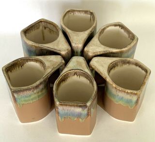 Vintage Rodolfo Padilla Drip Glaze Signed Coffee Mugs Cups (6) Pottery Mexico