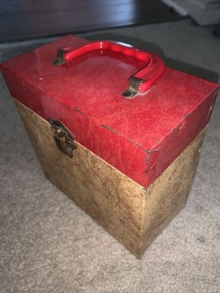 Vintage Red Metal 45 Rpm Record Holder Carry Case