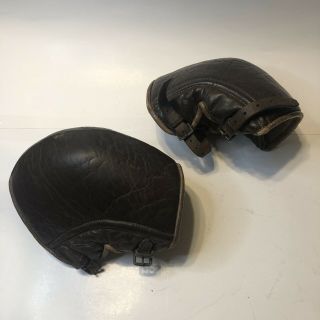 1900s Antique Leather Knee Pads Wrestling Volleyball Baseball Rare Vtg Football