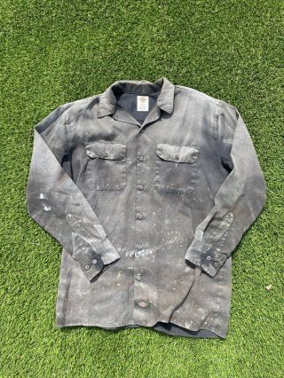 Vtg 90s Sun Faded Distressed Thrashed Blank Dickies Shirt M