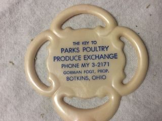 Vintage Plastic Key Thermometer From Parks Poultry In Botkins Ohio