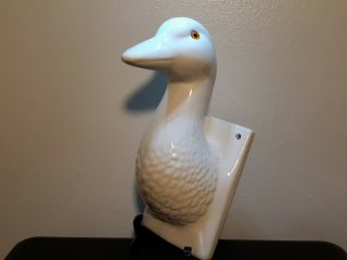Vintage Ceramic Duck Goose Head Towel Apron Holder Hanger Country Wall Hook 2