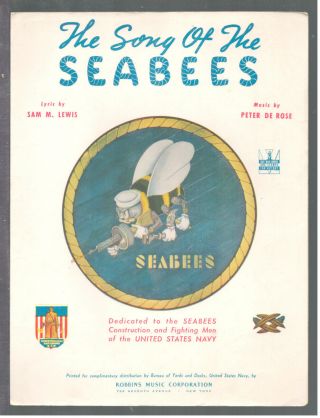 Song Of The Seabees 1942 Wwii Recruiting Song Vintage Sheet Music
