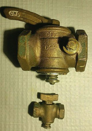 Vintage Large And Small Brass Gas Valve,  Cbc,  Steampunk,  Industrial,  Rusty Gold