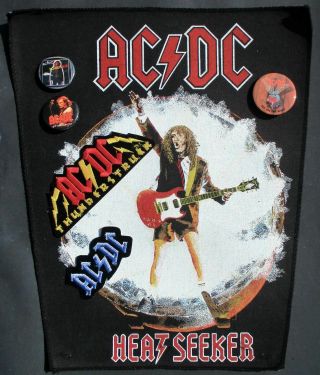 Ac/dc: Old Vintage ‘82 Uk Tour Shirt & Group Of Early Patches & Buttons