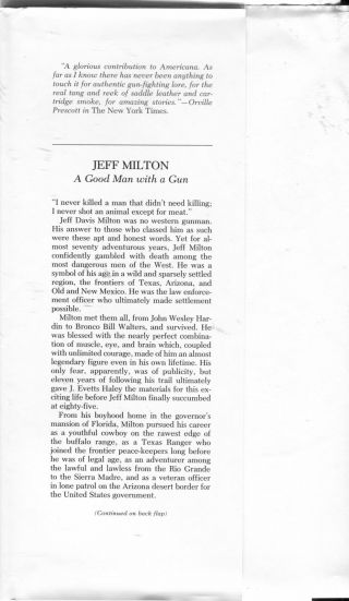 J Evetts Haley / Jeff Milton a good man with a gun 1982 2
