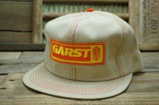 Vintage Garst Seed Snapback Trucker Cap Hat Patch K Products Made In Usa