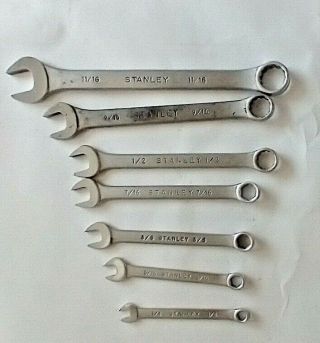 Vintage Stanley 6 Pc Set Sae Combo Wrenches 1/4 5/16/3/8 7/16 1/2 9/16 11/16