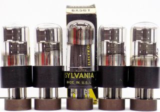 5 Vintage Sylvania 6x5gt/g Vacuum Tubes.  (1) N.  O.  S. .  One Money