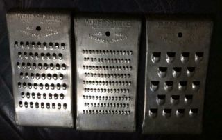 Vintage Metal Wonder Shredders,  Set Of 3,  Large,  Medium & Small,  Very Old.  M
