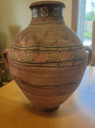 Vintage Handmade Clay Pottery Urn Vase Pot 12 1/2 " Tall Primitive