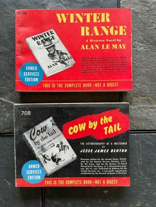 Vintage Armed Services Edition Winter Range & Cow By The Tail Books Item 5849