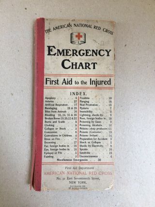 Red Cross Emergency Chart 1903 First Edition W/ Printed First Aid Bandage