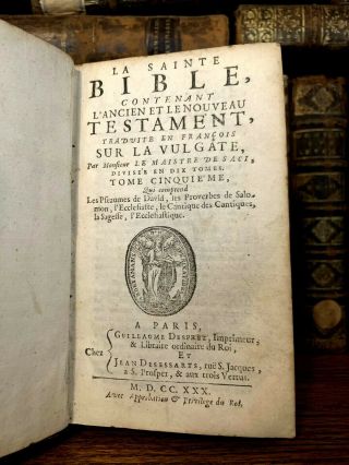 1730 The Holy Bible - Solomon Proverbs,  Psalms Of David